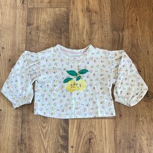 Mini Boden White Floral Lemon Top